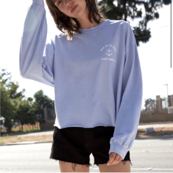 Brandy Melville Tops - Brandy Melville John Galt RARE Saint Barth Baby Blue Long Sleeve Tee / One Size